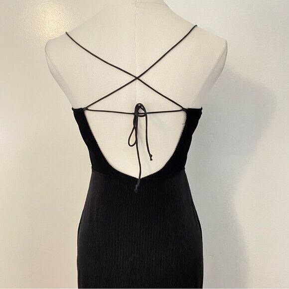 Free People Black Ribbed Velvet Maxi Dress Size XS Tagged - Picture 9 of 16
